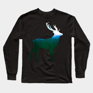 Stag Deer Buck King of the Forest - Green Long Sleeve T-Shirt